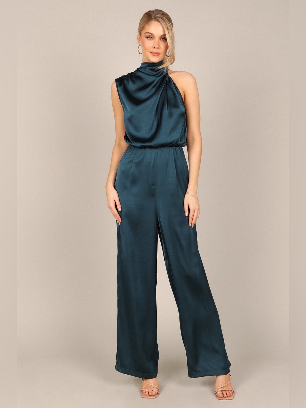 Petal & Pup‎ Savannah One Shoulder Wide Leg Jumpsuit Size Medium Dark Teal